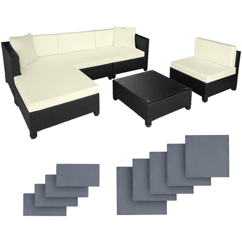 Tectake Salon De Jardin Amy Modulable 5 Places 4 Fauteuils 1 Tabouret 1 Table En Resine Tressee Structure Aluminium Noir Comparer Les Prix De Tectake Salon De Jardin Amy Modulable