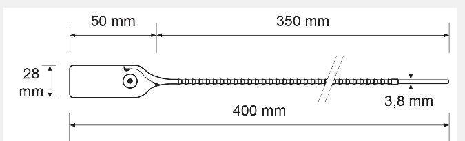 Scellé PP à tige crantée ronde - Longueur 230 mm - Tige Ø3.5 mm - Rouge_0