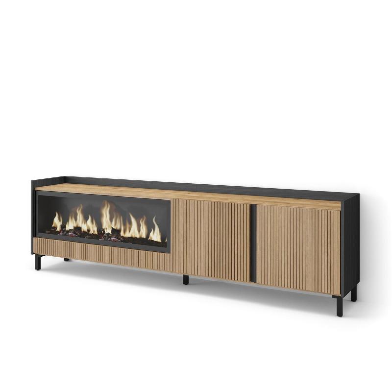 SKRAUT HOME Meuble TV, Banc Télé, Grand espace de Rangement, 212x35x61cm, Pour les TV jusqu'à 80