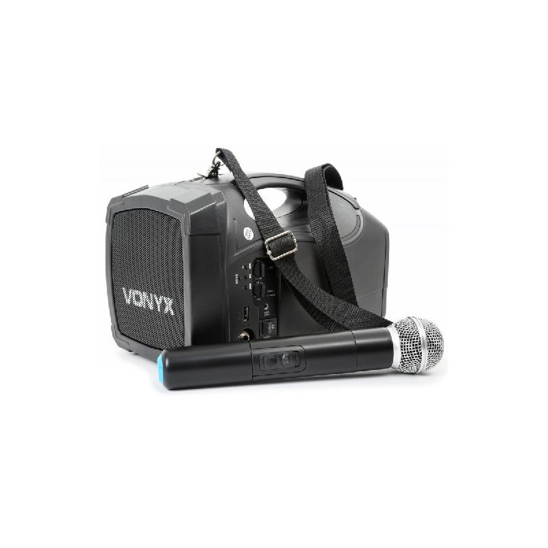 SONO PORTABLE BATTERIE/SECTEUR VONYX ST-010 (USB/MP3/BT) AVEC 1 MICRO MAIN SANS FIL POUR 10 À 40 PERSONNES (DURANT LA GARANTIE : PRÊT EN MAGASIN GRATUIT D'UN APPAREIL SIMILAIRE !)