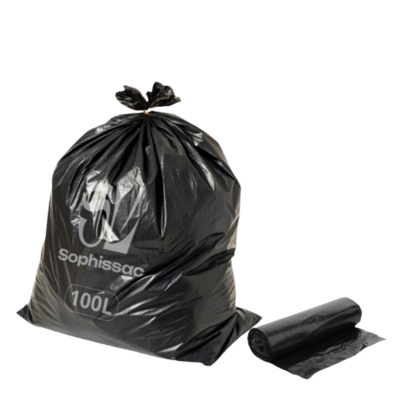 Sophissac Sac poubelle noir 100L 43 microns 82x87 cm – 200 sacs - noir A1A110_0