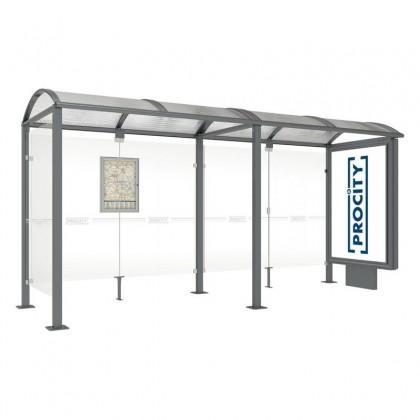 Station de bus - poteaux carrés avec bardages de fond, vitrine horaire et voûte anti-UV_0