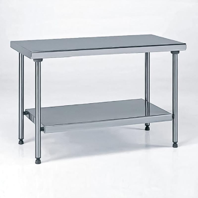 Table inox TS 15N démontable centrale + étagère sur mesure pieds ronds largeur 600 mm (Longueur, mm: 1201 à 1400 Réf-604068-44)_0