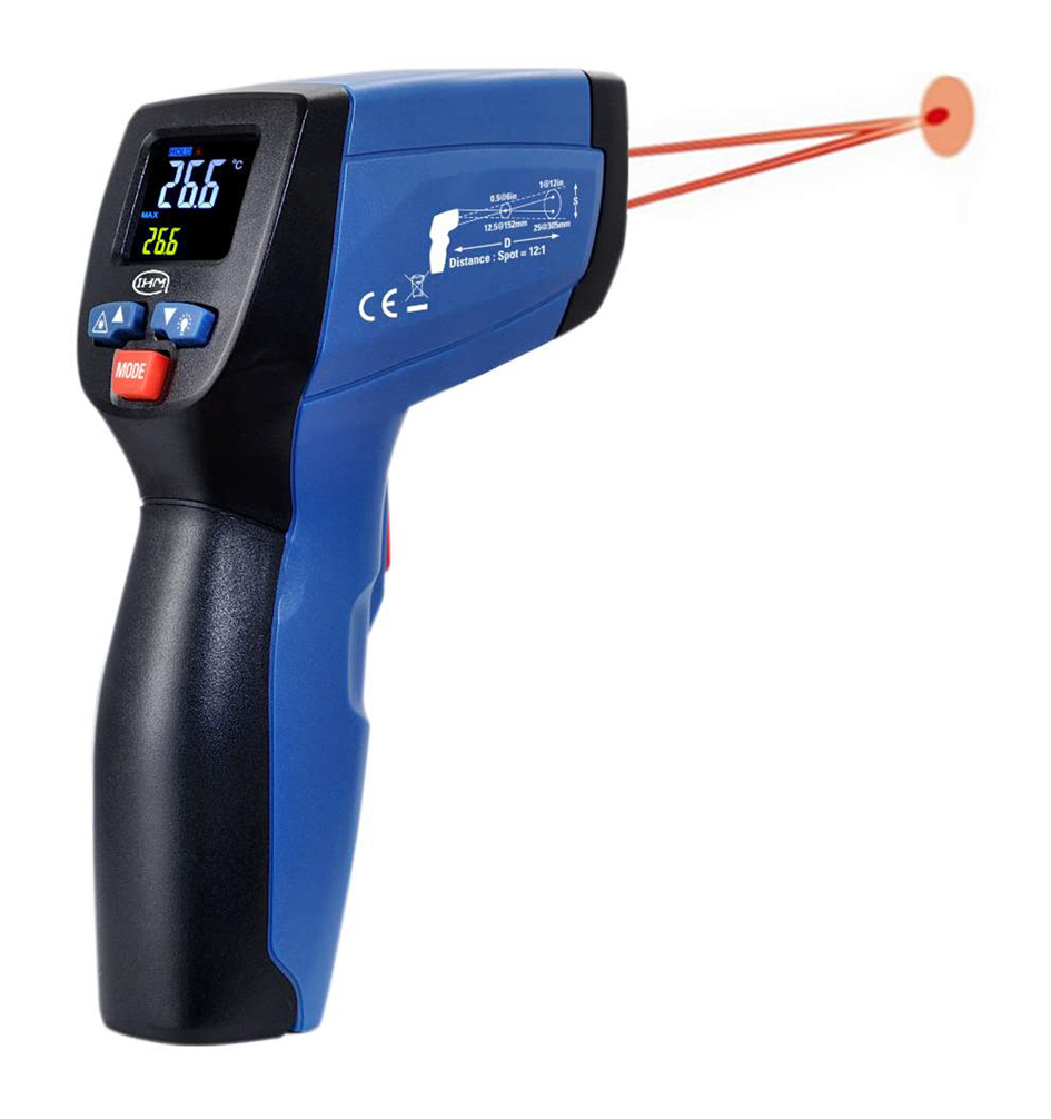 Thermomètre digital infrarouge - Double laser - Alarme température - Émissivité réglable - Modèle 8827SI_0