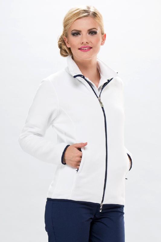 VESTE INFIRMIÈRE PASSE COULOIR POLAIRE BLANC BLEU