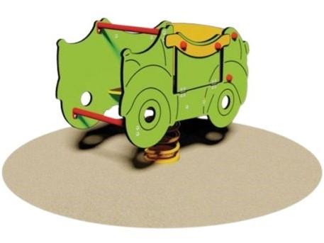Jeu sur ressort PMR voiture verte - 2 à 12 ans - Structure HPL avec accessoires en acier galvanisé_0