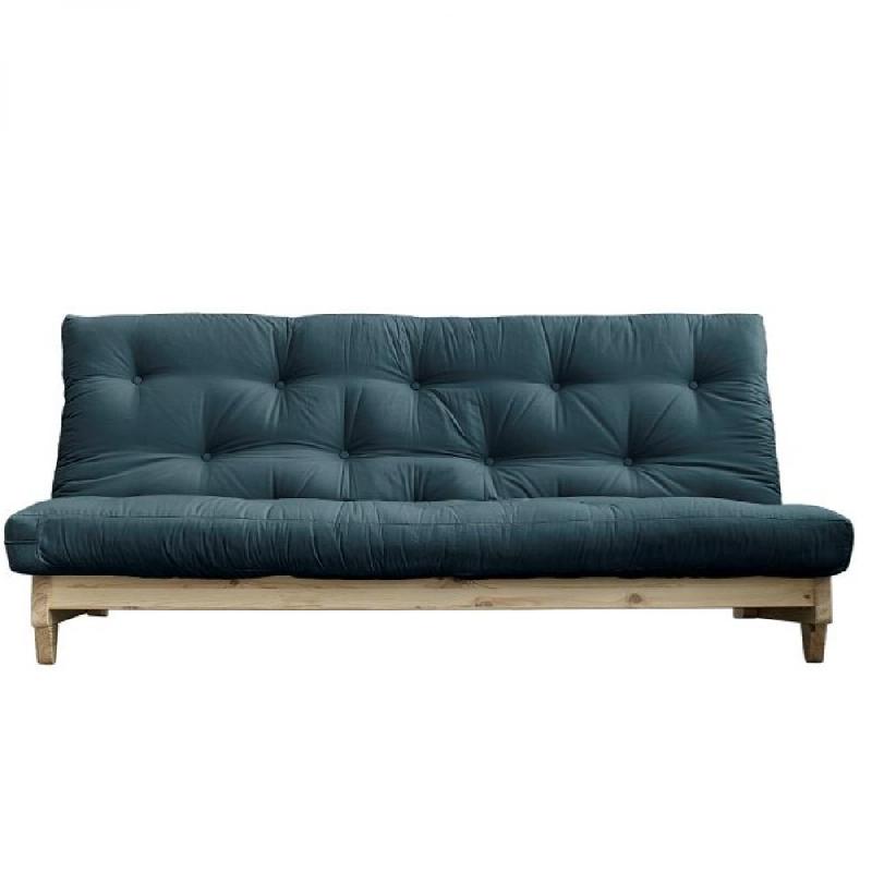 BANQUETTE CONVERTIBLE FRESH PIN COLORIS BLEU PÉTROLE COUCHAGE 140*200 CM._0