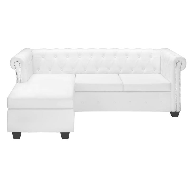CANAPÉ CHESTERFIELD EN FORME DE L 200 X 140 X 73 CM CUIR SYNTHÉTIQUE BLANC 02_0019102_0