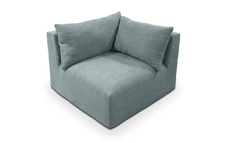 Chauffeuse d'angle Cyclade 100 x 100 cm - Home Spirit - Modulable et déhoussable avec mousse mémoire de forme_0