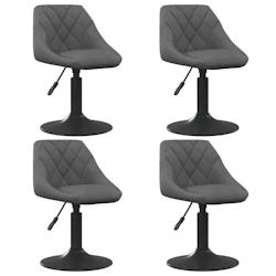 Décoshop26 - Lot de 4 chaises de salle à manger siège pivotant hauteur réglable en velours gris foncé et acier noir DEC025363 - gris 3000255210756_0