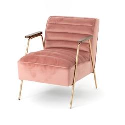 Fauteuil Hutch en velours rose -  Autre Tissu Amadeus 60x76 cm - rose 3520071813707_0