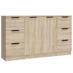 Helloshop26 - Buffet bahut commode armoire meuble de rangement organisateur cuisine salle de séjour salons 3 pcs sonoma bois 02_0037107 - 30002132163_0