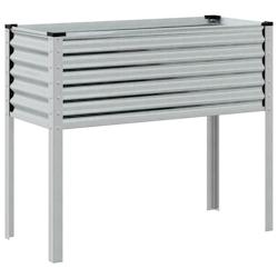 Helloshop26 - Jardinière bac lit surélevé plantes fleurs terrasse jardin 100 x 41 x 90 cm acier inoxydable Argent 02_0037275 - 3000213828634_0