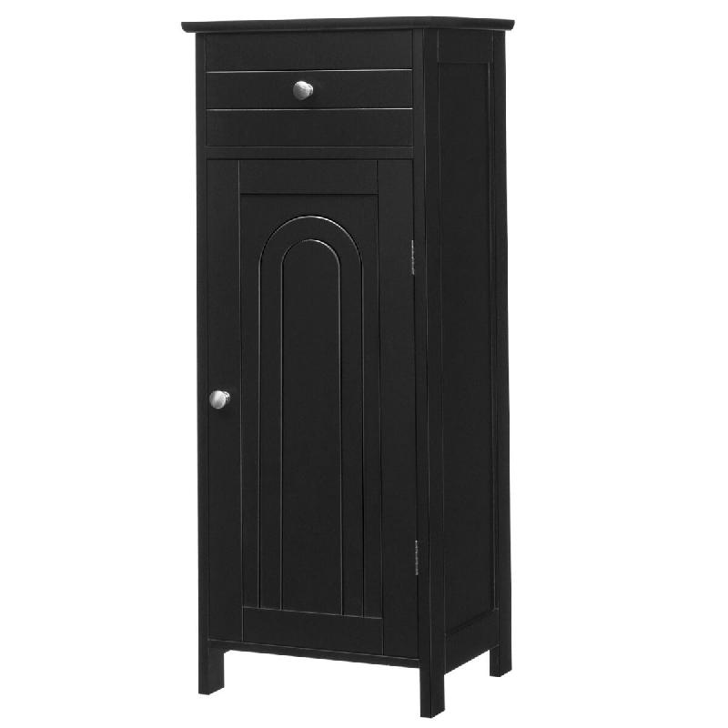 Helloshop26 - Meuble de salle de bain 35 x 30 x 88 cm rangement pratique 2 étagères réglables style contemporain en MDF noir 20_0012762 - 300022739_0