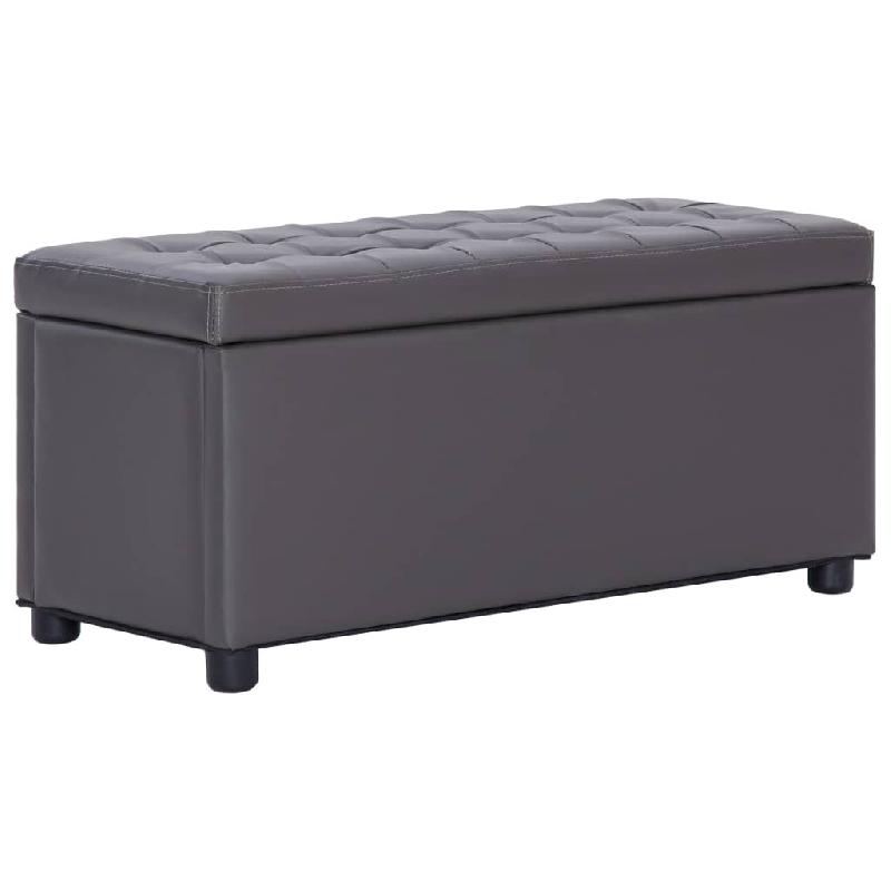 POUF COFFRE BANQUETTE DE RANGEMENT 87,5 CM SIMILICUIR GRIS 02_0010826_0