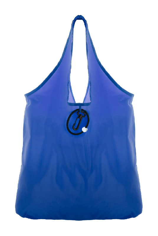 Sac shopping pliable - polyester 190T avec mousqueton en plastique - couleur bleu_0