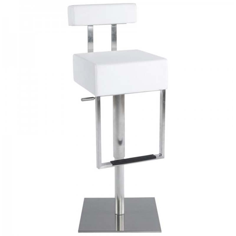 Tabouret de bar rotatif Zeus 110 cm blanc - hauteur ajustable - Paris Prix_0