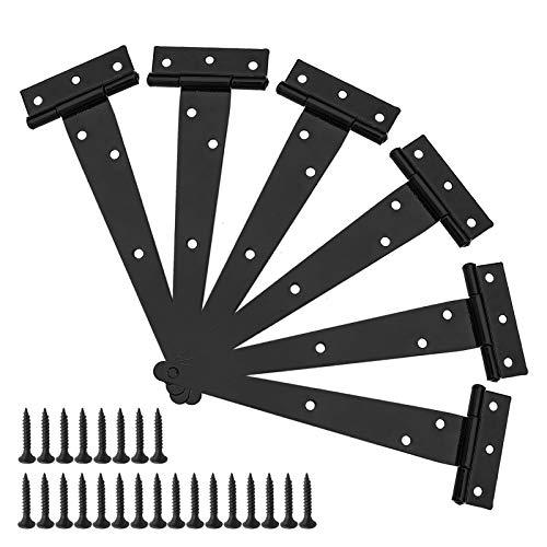 BE IN YOUR MIND - Lot de 6 charnières à sangle en T noir 10 pouces - Pour portes et remises_0