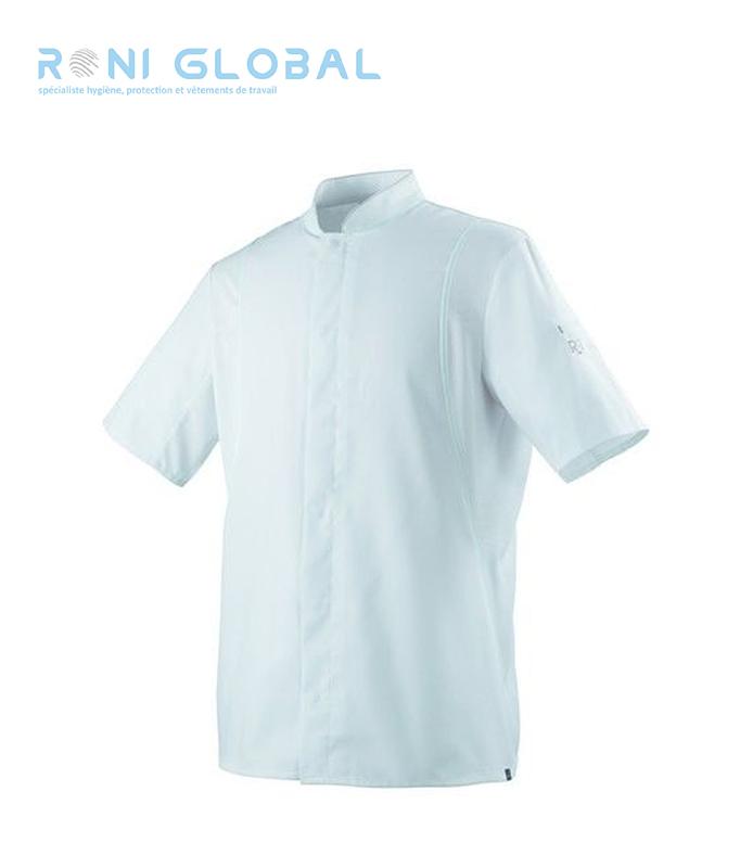 Veste de cuisine blanche unisexe - manches courtes, coupe slim, polyester et coton 37.5® - BOLT MC 37.5® ROBUR_0