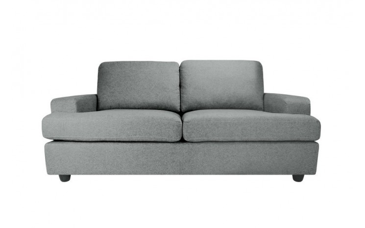 Canapé 2 places tissu design - Ankara gris perle - déhoussable, confort années 70, pieds PVC noir_0