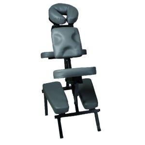 Chaise de massage pliante en aluminium noir - Kinchair - Ultra-légère 8,5 kg - Sellerie grise_0