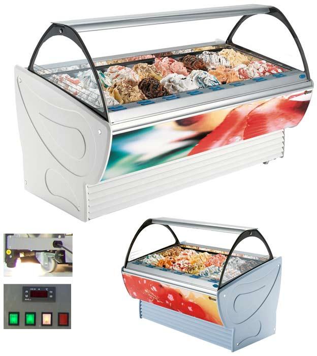 Comptoir réfrigéré à crème glacée - Sprint - froid ventilé -16/-18°C, cuve inox inclinée_0