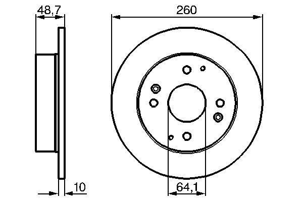Disque de frein Bosch 0986478172 - Boîte de 2 disques - Arrière - Plein - 4 trous - Épaisseur 10 mm_0