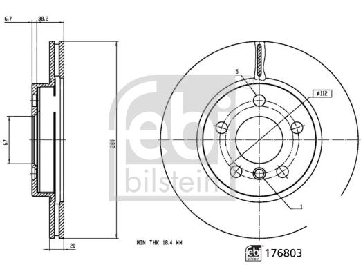 Disque de frein FEBI BILSTEIN 176803 - ventilé de l'intérieur - côté d'assemblage avant_0
