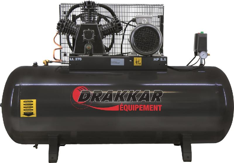 DRAKKAR EQUIPEMENT - Compresseur à pistons fixe 500L - Entraînement par courroies - 7,5 CV (5,5 kW) - 10 bar - 11238_0