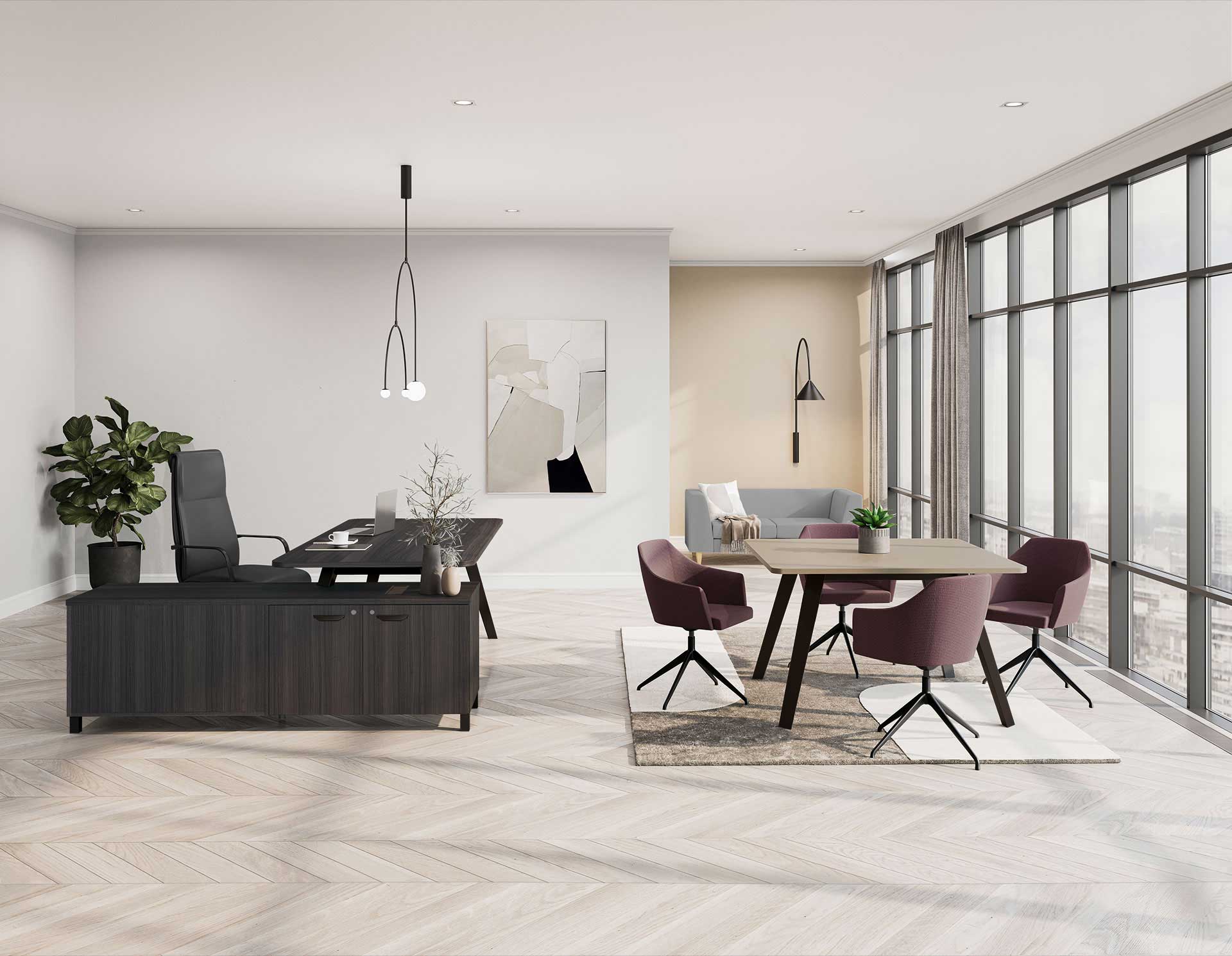 Fauteuil de direction design avec  lignes épurées, finitions soignées et revêtement en cuir noir - ROMA_0