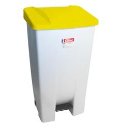 GILAC Poubelle à pédale économique 60 L, 80 L, 120 L - avec roues - 5 couleurs - 120 L - Jaune G618218 - jaune 3573678699465_0