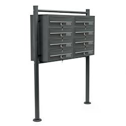 HELLOSHOP26 - Bloc 8 boite aux lettres 2x4 compartiments superposé pied de support acier galvanisé 48,6 x 77 x 27 cm anthracite 16_0000048 - 3000965_0