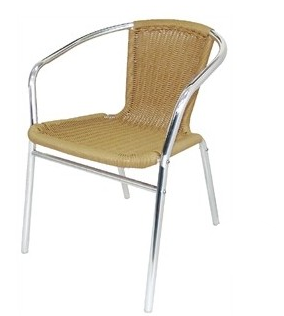 Lot de 4 fauteuils empilables imitation rotin - aluminium anti-rouille - intérieur/extérieur_0