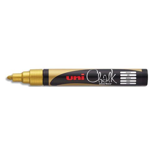 MARQUEUR CRAIE UNIBALL CHALKMARKER - POINTE OGIVE MOYENNE - POUR LES TABLEAUX NOIRS - COULEUR OR