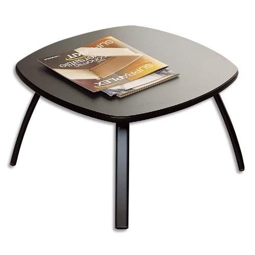 Mobilier table basse carrée noire en bois, plateau gris anthracite et piètement époxy aluminium_0