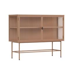 Oviala Business Buffet moderne 2 portes 110 cm en métal et verre marron - marron acier 113962_0