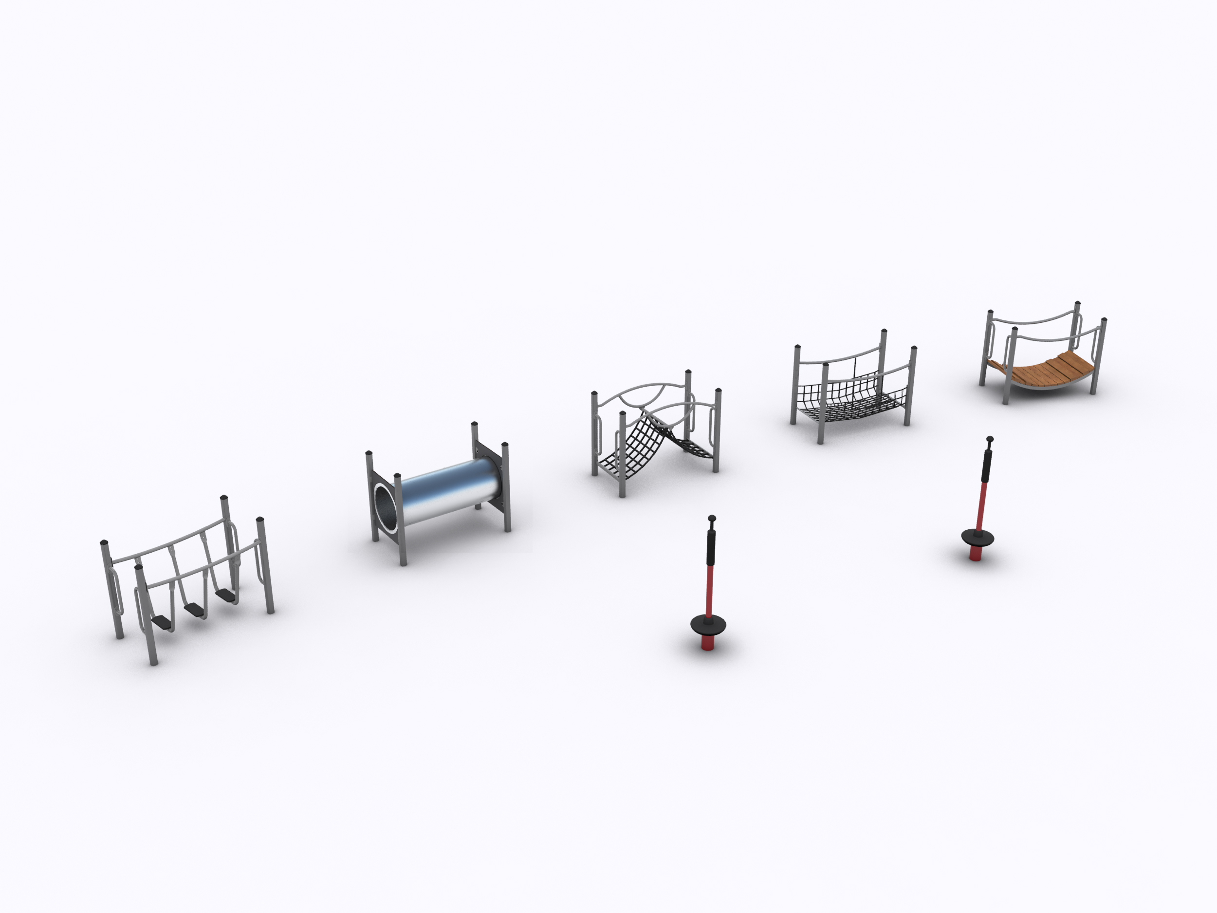 Parcours d'aventure UniMini - 8055439 - Hags - Structure pour aire de jeux avec poteaux acier et scellement béton_0
