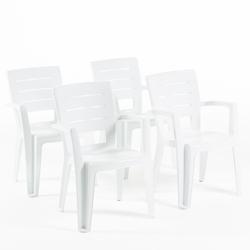 RATTATAN Set de 4 chaises monobloc en polypropylène avec fibre de verre, effet bois, empilables pour extérieur et jardin, bar et restaurant - Anita_0