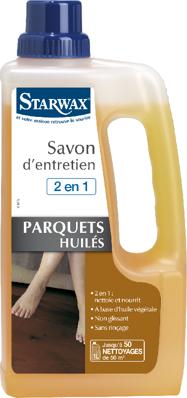 Savon entretien parquet huilé STARWAX 1L - prêt à l'emploi et contenant de l'huile de bois_0
