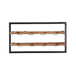 SIT Möbel Casier à vin mural en bois de manguier et métal recyclé finition naturelle, pour 8 bouteilles | L 65 x P 25 x H 35 cm - multicolore mult_0