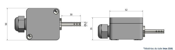 Thermocouple d'ambiance - Boîtier plastique miniature - TA01 - Types K, N, J, T, E, R, S, B_0