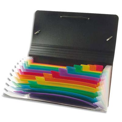 TRIEUR DE CHÈQUES VIQUEL AQUACLASS 12 COMPARTIMENENTS - 26 X 13CM - NOIR INTÉRIEUR MULTICOLORE