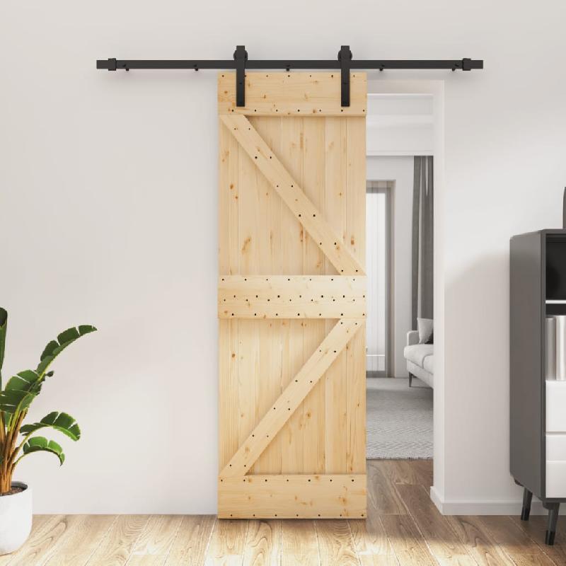 Vidaxl porte coulissante et kit de quincaillerie 70x210 cm pin massif 3202969_0