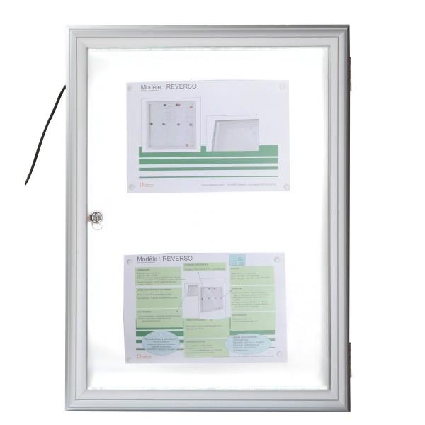 Vitrine d'extérieur fine éclairée - verre trempé - format 4 x A4 - marque Rolléco_0