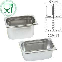 Bac inox gastronome GN 1/4 - hauteur 100 mm - capacité 2,8 litres - 265x162x100 mm - acier inox AISI 304_0
