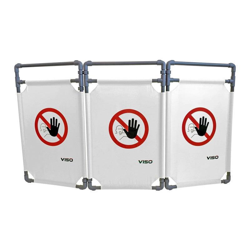 Barrière d'intervention - 3 panneaux - 1000 / PVC / Blanc logo entrée interdite_0