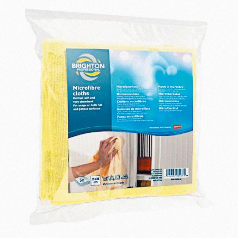 BRIGHTON PROFESSIONAL PAQUET DE 5 CHIFFONS MICROFIBRE - JAUNE