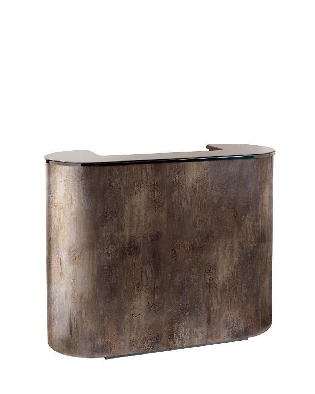 Coiffeuse métal réception A7116 - Comptoir caisse en métal traité oxydé - L133cm x H106cm x P52cm_0