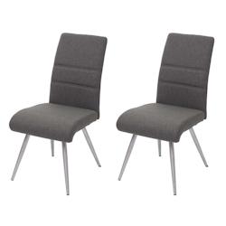 Décoshop26 - 2x chaises de salle à manger cuisine en tissuet acier inoxydable brossé gris-brun 04_0000404 - gris 3000253518984_0