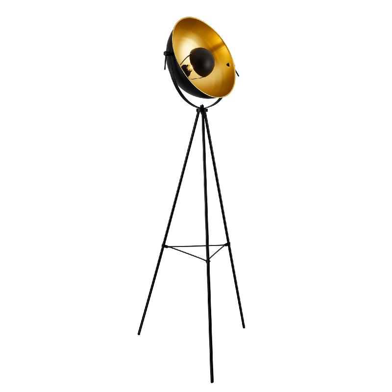 Lampadaire trépied moderne lampe sur pied design e27 métal hauteur 158 cm noir laiton 03_0005253